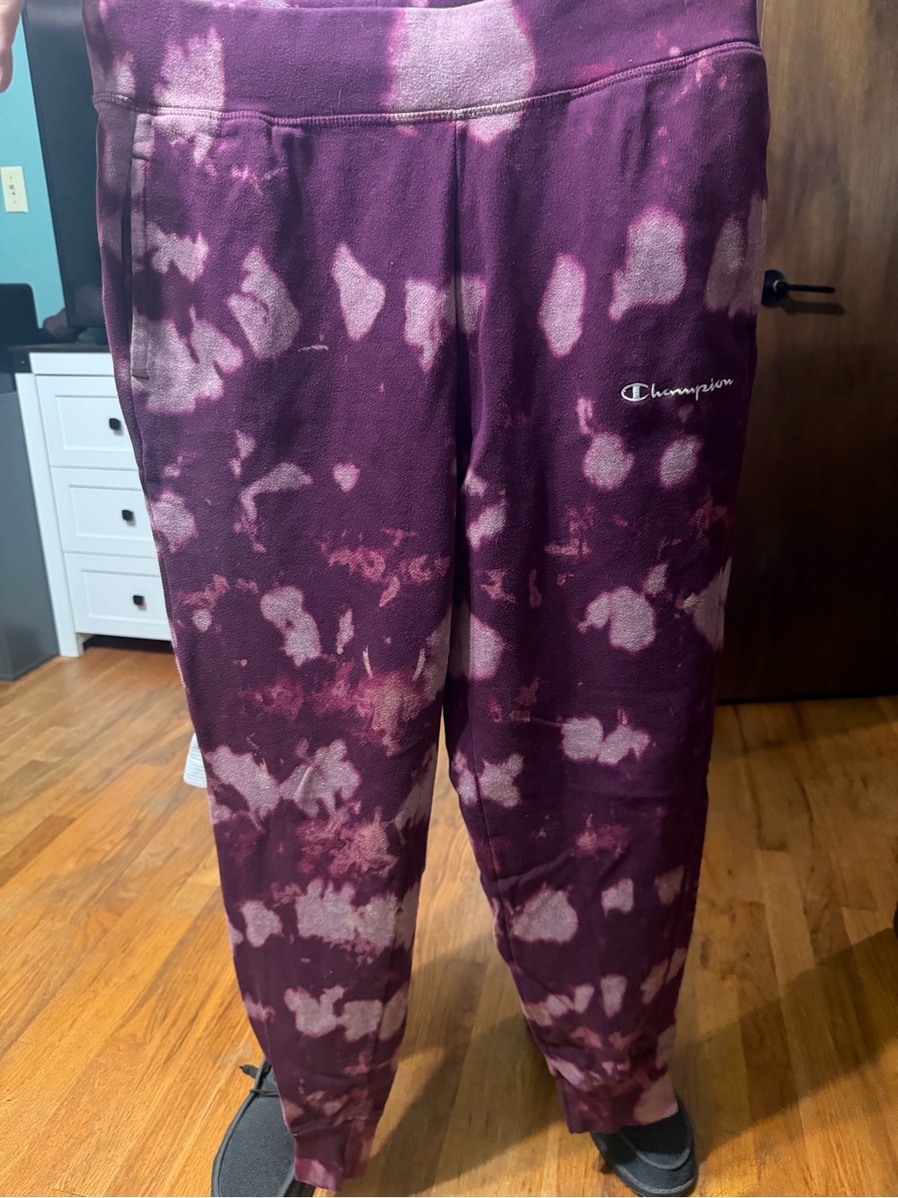 Champion Mens Maroon Tie-Dye Sweatpants